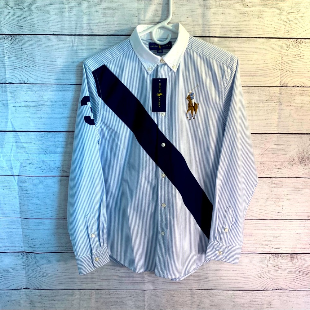 NWT Ralph Lauren Boys LS Banner Stripe 14-16